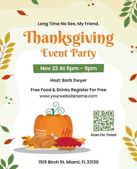 Vector Thanksgiving Event Party Flyer Template