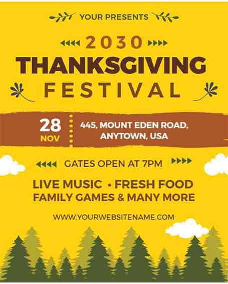 Grunge Thanksgiving Festival Flyer Template