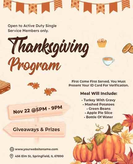 Minimalist Thanksgiving Program Flyer Template