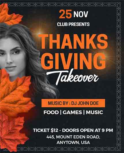 Modern Thanksgiving Takeover Flyer Template