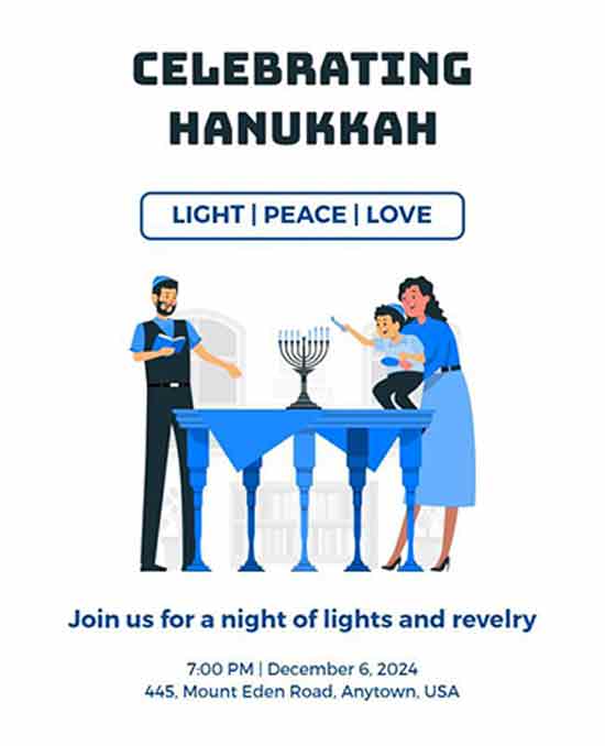 family celebration Hanukkah flyer template