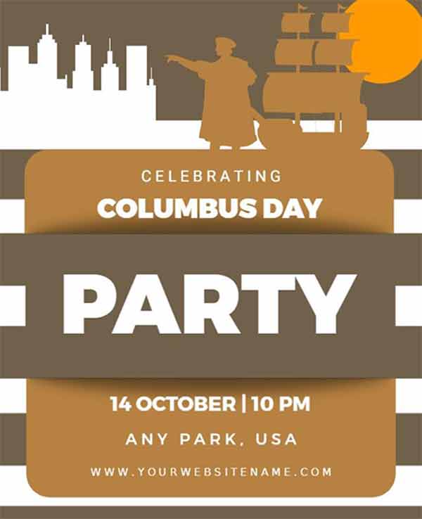 Modern Columbus Day Party Flyer Template