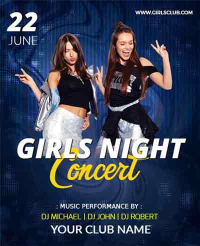 Vintage Girl Night Concert Flyer  Template