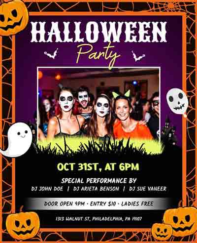 Border Halloween Party Flyer Template