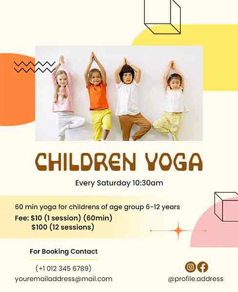 Aesthetic Children Yoga Flyer Template