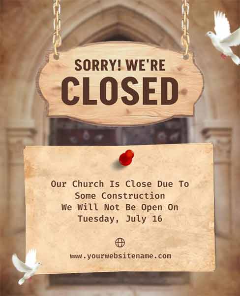 Realistic Church Closure Announcement Flyer Template