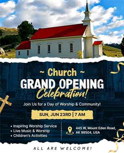 Papercut Church Grand Opening Celebration Flyer Template