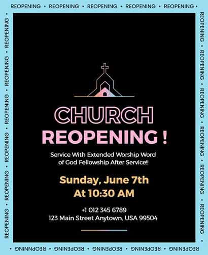 Photo Frame Church Reopening Flyer Template