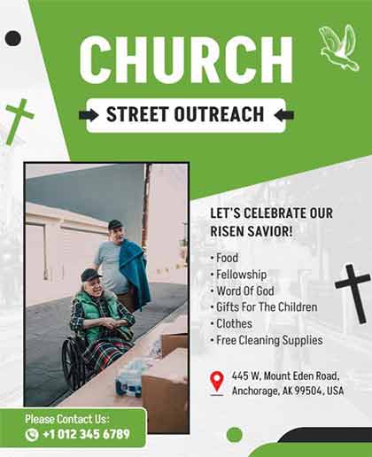 Vector Church Street Outreach Event Flyer Template