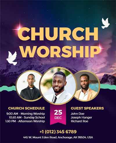 Gradient Church Worship Flyer Template