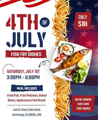 Gradient 4th of July Fish Fry Flyer Template