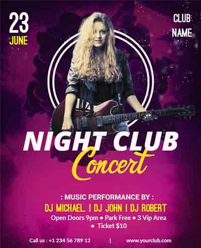 Gradient Night Club Concert Flyer Template