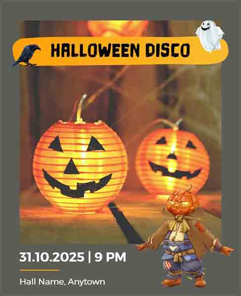 Gradient Halloween Disco Party Flyer Template