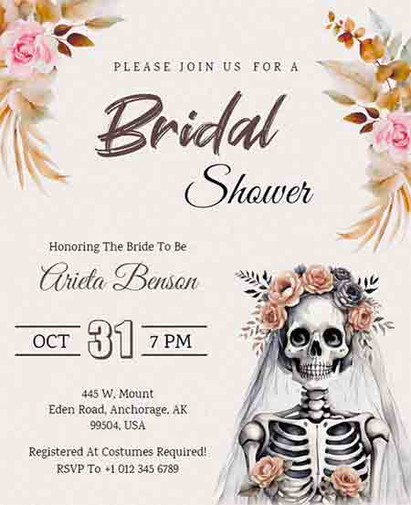 Floral Halloween Themed Bridal Shower Flyer Template