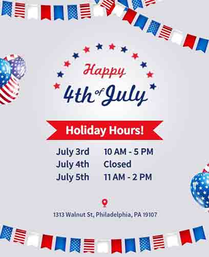 Simple 4th of July Holiday Hours Flyer Template