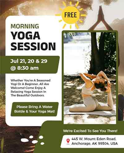 Artistic Morning Outdoor Yoga Session Flyer Template