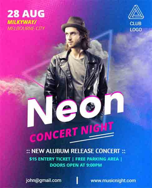 Neon Night Concert Flyer Template