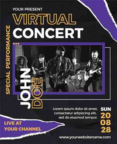 Photo Frame Virtual Concert Flyer Template