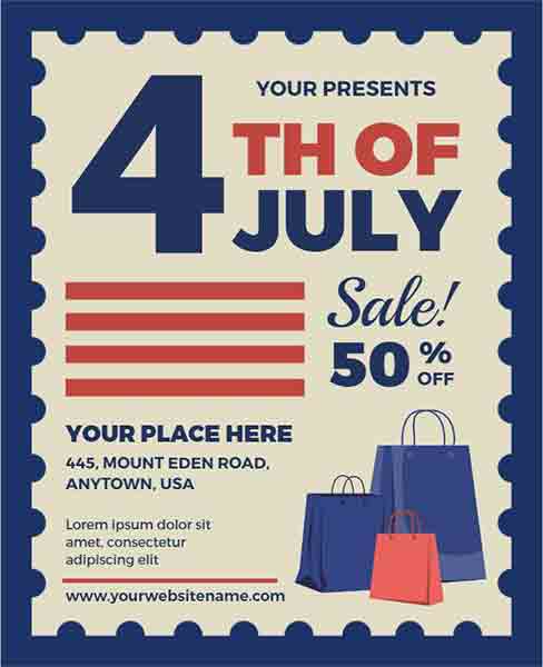 Retro 4th of July Sale Flyer Template
