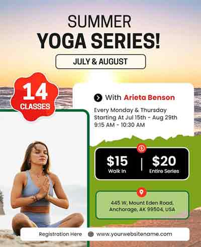 Realistic Summer Yoga Series Class Flyer Template