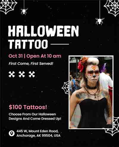 Modern Tattoo Halloween Flyer Template