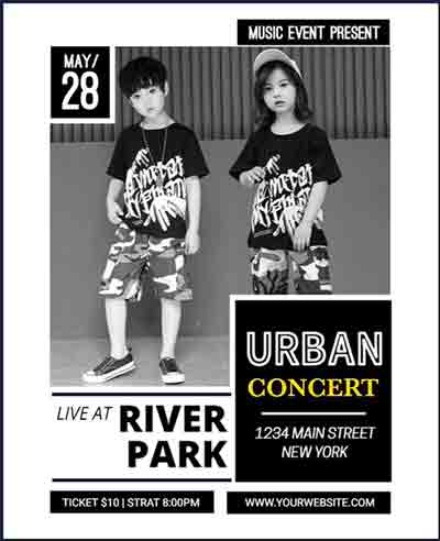 Black and White Urban Concert Flyer Template