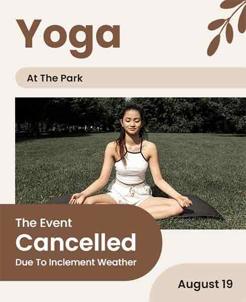 Vector Yoga  Event Cancelation Flyer Template