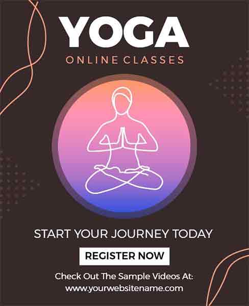 Gradient Yoga Online Class One Line Art Flyer Template
