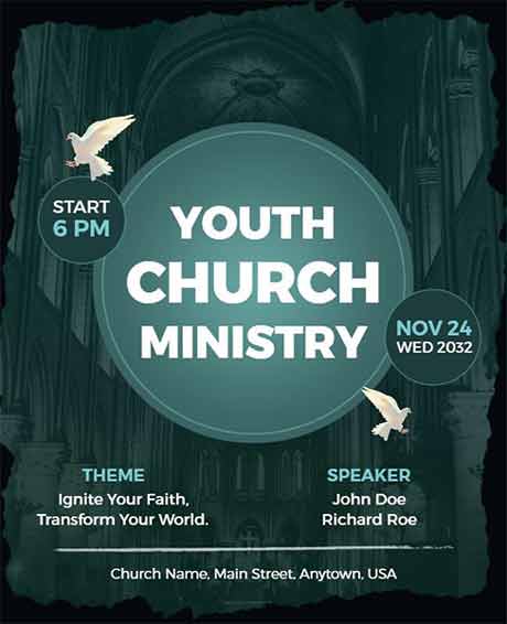 Minimalist Youth Church Ministry Flyer Template