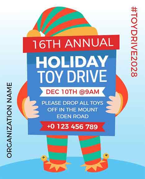 Modern 16th Annual Holiday Toy Drive Flyer Template