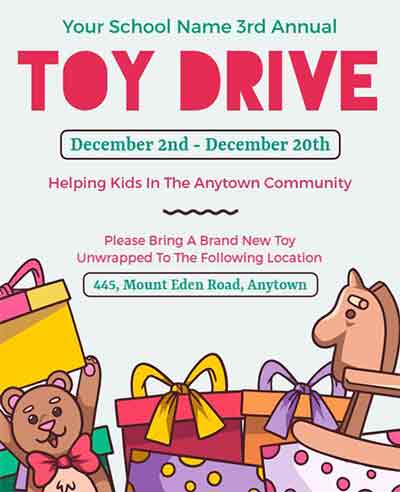 Modern 3rd Annual Toy Drive Flyer Template