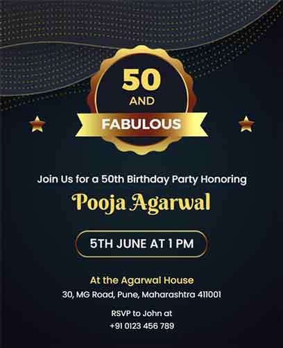 Vintage 50th Birthday Party Flyer Template