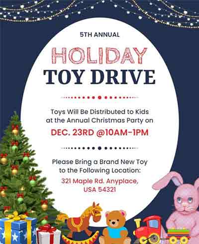 Vintage Annual Holiday Toy Drive Flyer Template