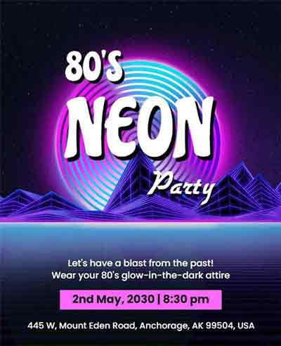 Gradient 80s Neon Party Flyer Template