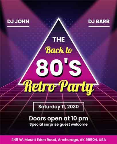 Gradient 80s Retro Party Flyer Template