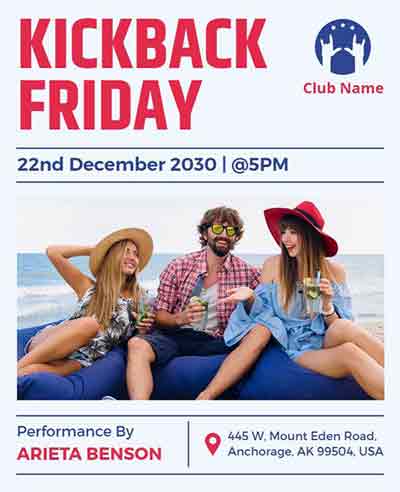 Bold Typography Kickback Friday Flyer Template