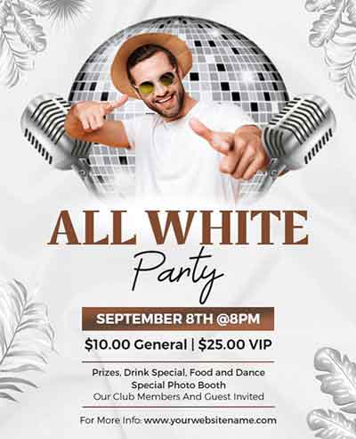Vintage All White Themed Party Flyer Template