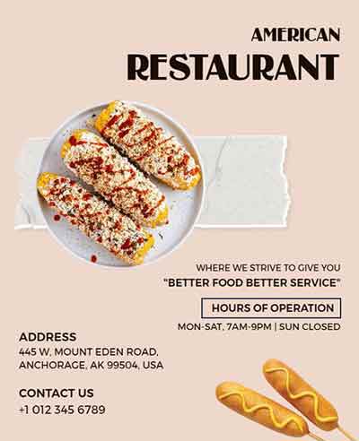 Minimal American Restaurant Flyer Template