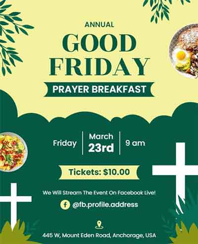 Vector Annual Good Friday Prayer Breakfast Flyer Template
