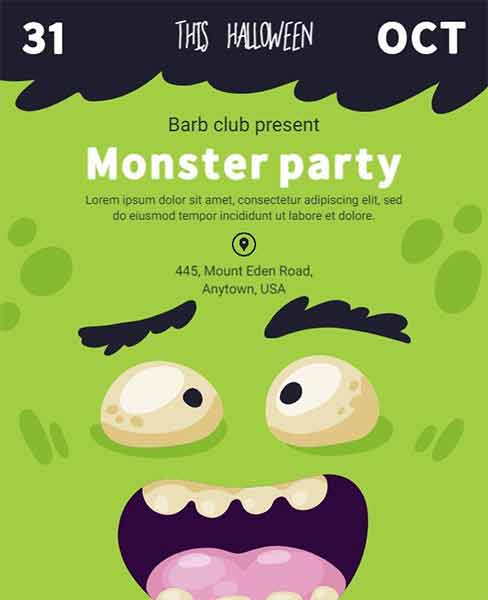 Artistic Halloween Monster Party Flyer Template