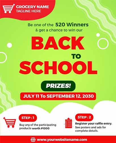 Stylish Back to School Prizes Grocery Flyer Template