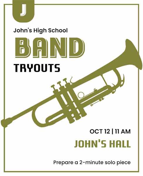 Simple Band Tryouts Flyer Template