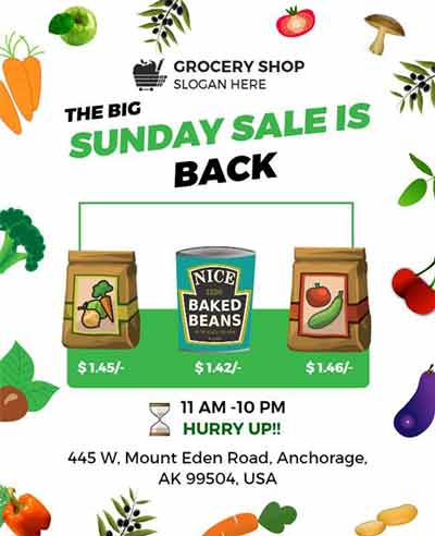 Floral Big Sunday Sale Grocery Flyer Template