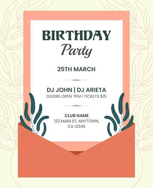 Minimal Birthday Party Flyer Template