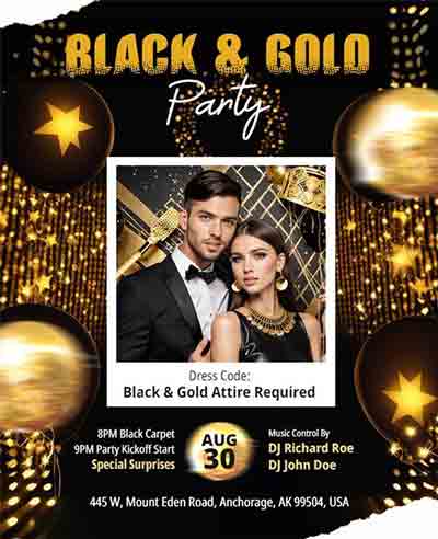 Gradient Black and Gold Party Flyer Template