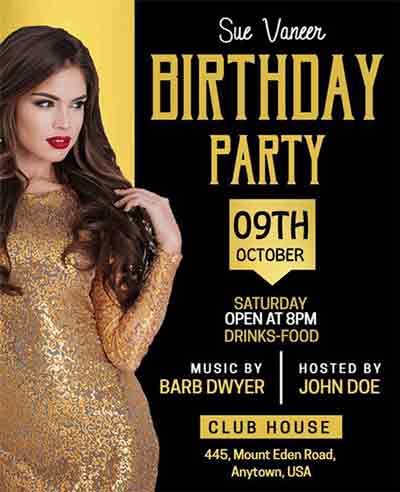 Elegant Birthday Party Flyer Template