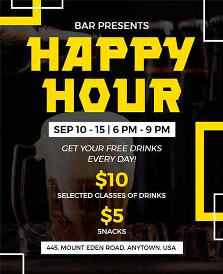 Artistic Happy Hour Flyer Template