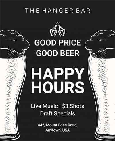Black and White Happy Bar Flyer Template