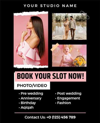 Papercut Photography Booking Flyer Template
