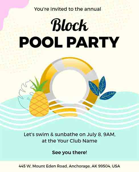 Minimal Block Pool Party Flyer Template